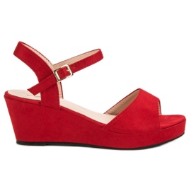 SHELOVET Sandales en daim rouges