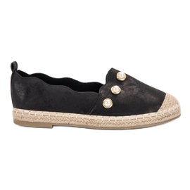 SHELOVET Espadrilles Avec Perles le noir