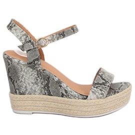 Sandales compensées peau de serpent JS-2952 Serpent gris