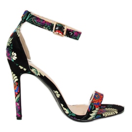 Sandales orientales noires KSL708 Noir multicolore