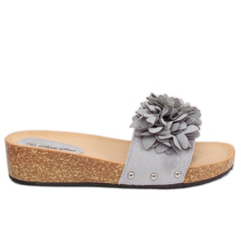 Gris S63 Chaussons gris à fleurs
