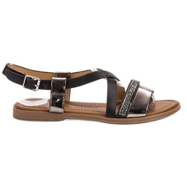 Small Swan Sandales à cristaux noir