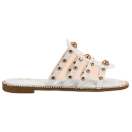 Renda Pantoufles Avec Strass blanc