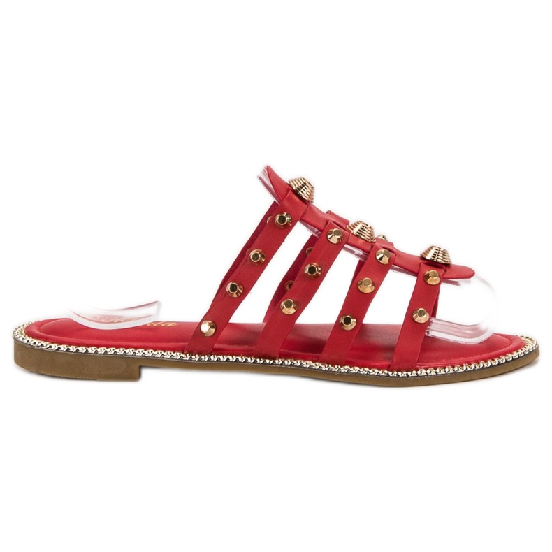 Renda Pantoufles Avec Strass rouge