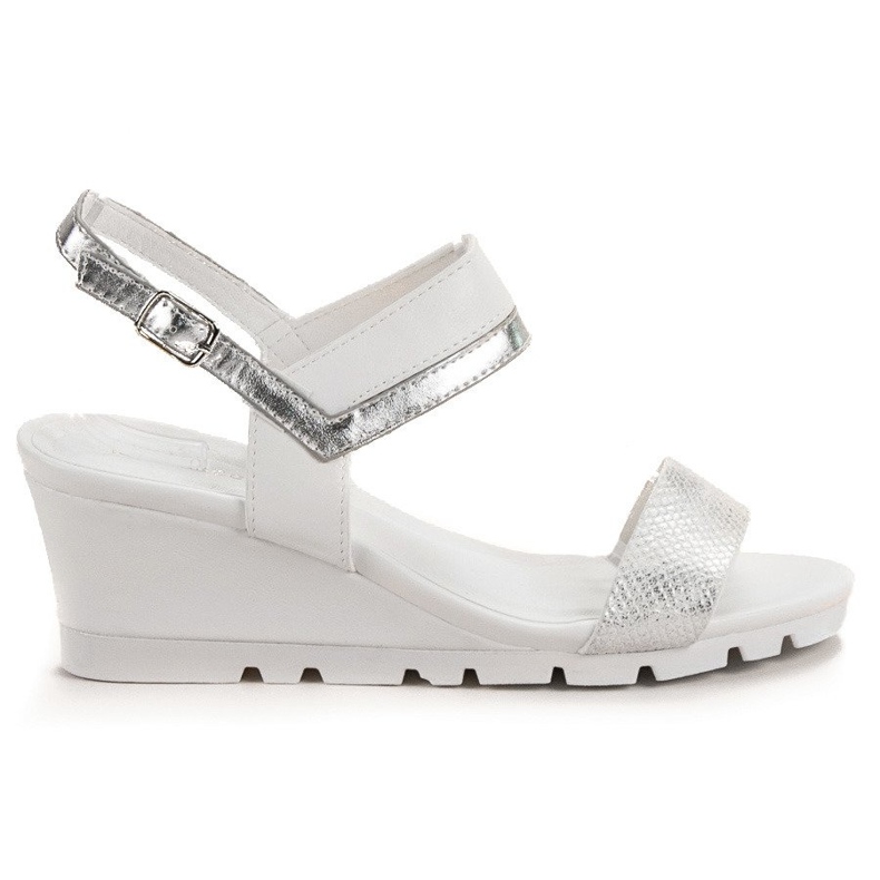 Ideal Shoes Sandales compensées blanches