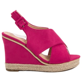 Anesia Paris Sandales compensées en daim rose
