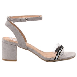 Ideal Shoes Sandales en daim élégantes gris