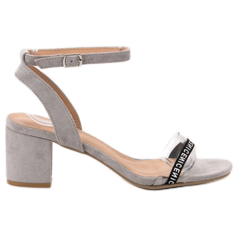 Ideal Shoes Sandales en daim élégantes gris