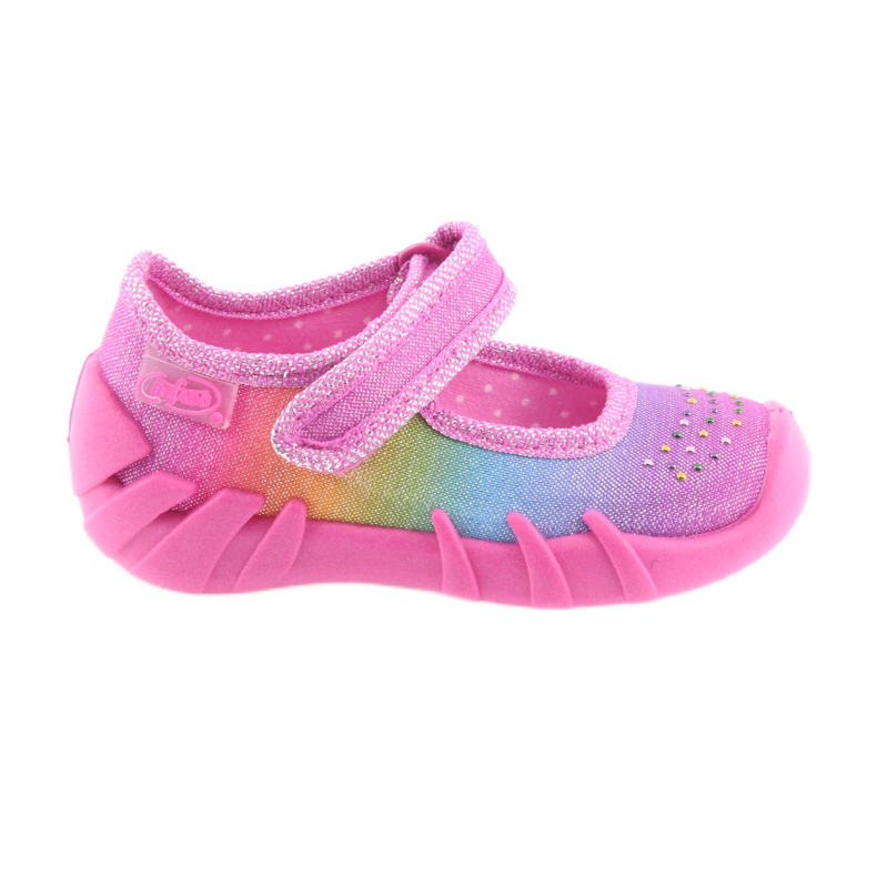 Chaussons enfants arc-en-ciel Befado 109P183 rose avec zircons