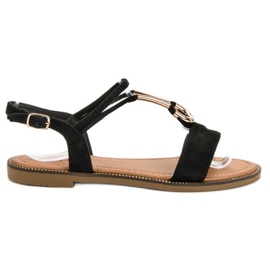 Laura Mode Sandales en daim le noir