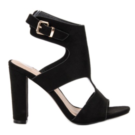 Ideal Shoes Sandales sexy à talons hauts noir