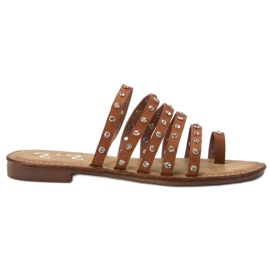 SHELOVET Pantoufles Avec Strass brun