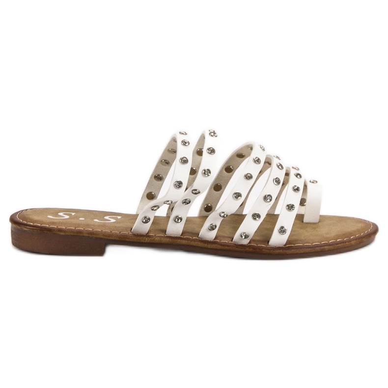 SHELOVET Pantoufles Avec Strass blanche