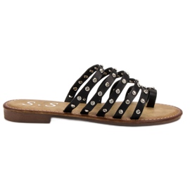 SHELOVET Pantoufles Avec Strass noir