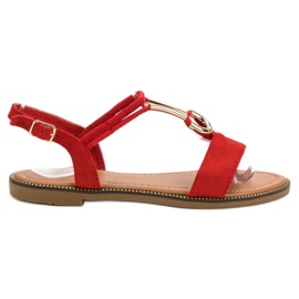 Laura Mode Sandales en daim rouge
