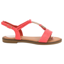 Laura Mode Sandales en daim rouge