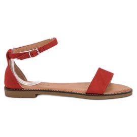 Laura Mode Sandales plates classiques rouge