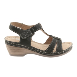 DK Insert en cuir noir sandales pour femmes le noir