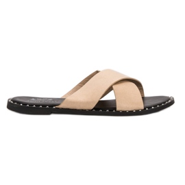 Small Swan Chaussons en daim beiges