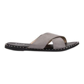 Small Swan Chaussons en daim gris