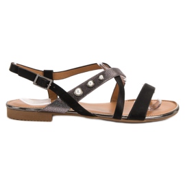 Small Swan Sandales Avec Perles noir