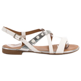 Small Swan Sandales Avec Perles blanc