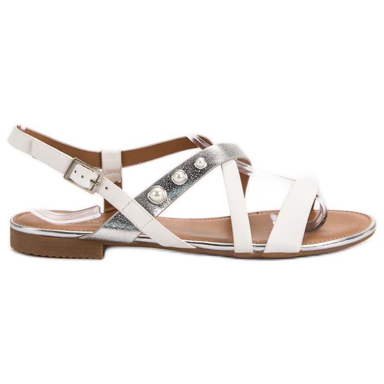 Small Swan Sandales Avec Perles blanche