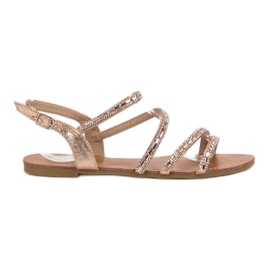 L. Lux. Shoes Sandales Plates Avec Oxyde De Zirconium rose L. Lux. Shoes Sandales Plates Avec Oxyde De Zirconium rose