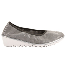 Filippo Ballerine En Cuir Sur Compensée gris