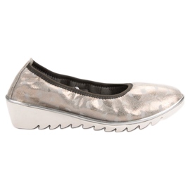 Filippo Ballerine En Cuir Sur Compensée beige doré