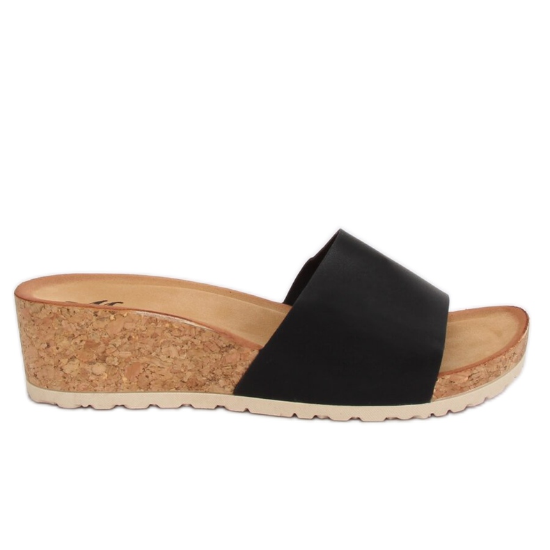 Chaussons compensés en liège noir 3527-12 Noir le noir