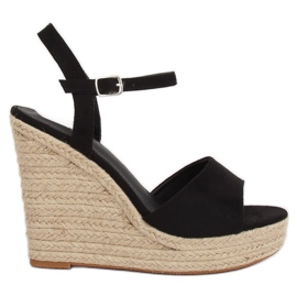 Espadrilles noires sur compensées LL-190 Noir