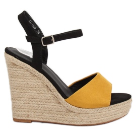 Espadrilles jaunes sur compensées, jaune LL-190 Jaune