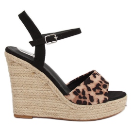 Espadrilles sur le léopard compensé LL-190 Léopard brun