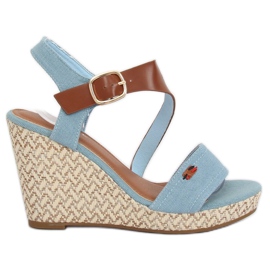 Bleu BL-360 Sandales compensées bleues