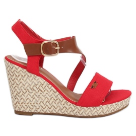 Sandales compensées rouges BL-360 Rouge