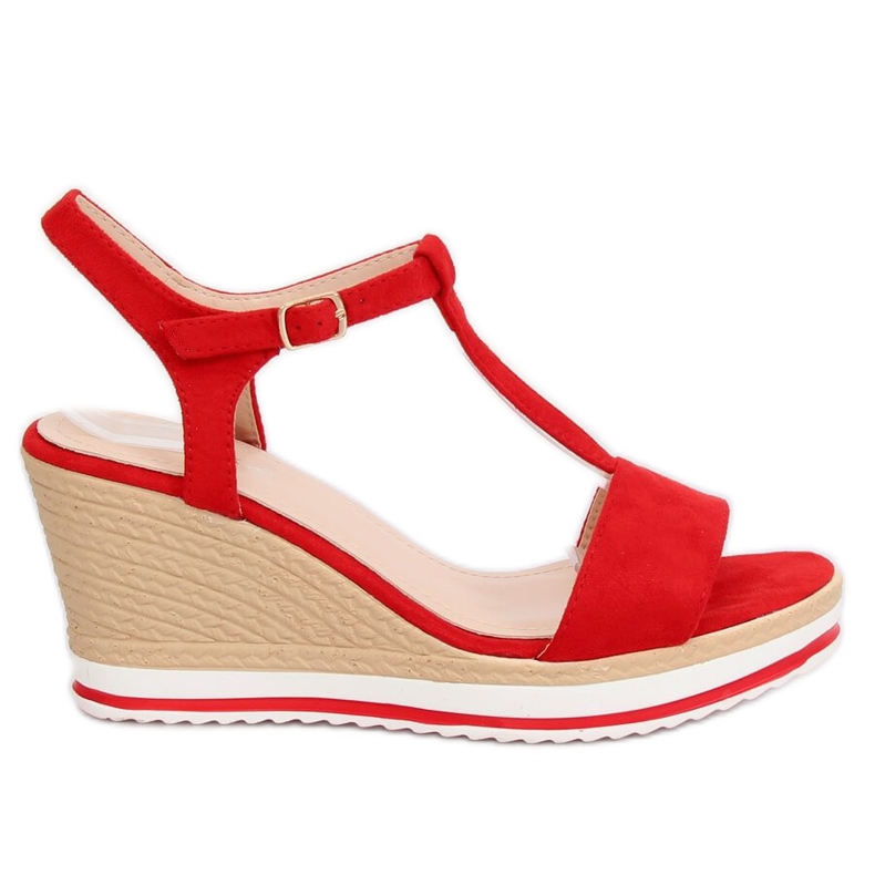 Sandales rouges sur talon compensé H-59 Rouge