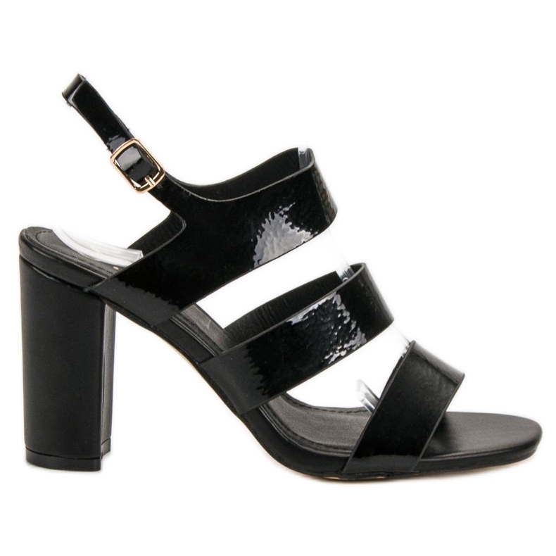 SHELOVET Sandales noires sur un bar le noir