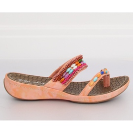 Tongs avec des perles roses A123 rose