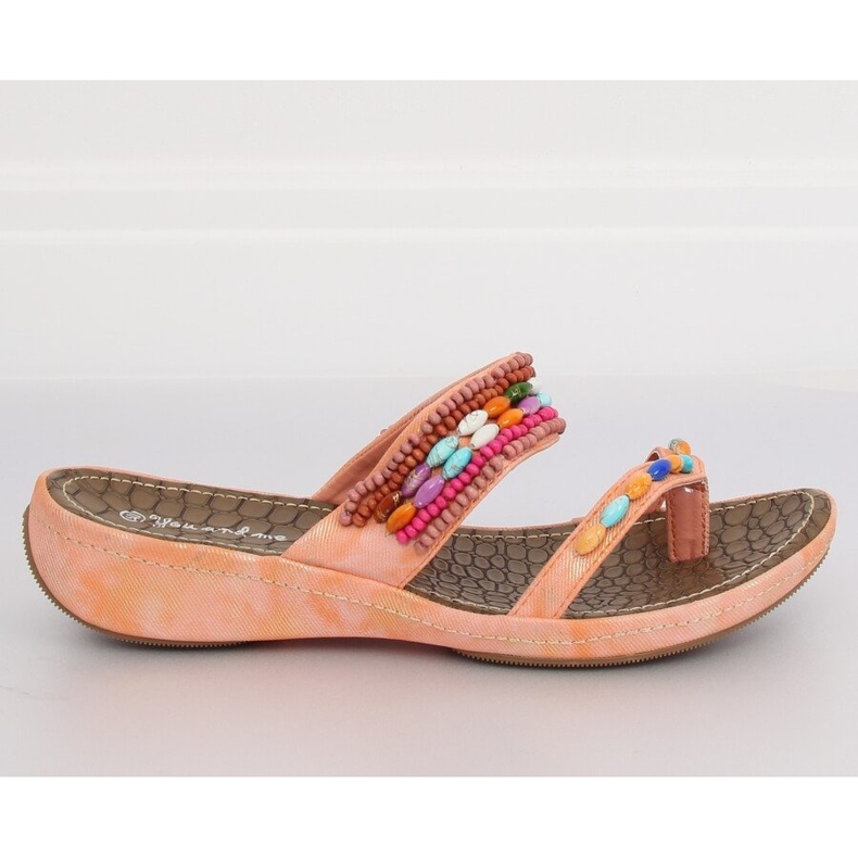 Tongs avec des perles roses A123 rose
