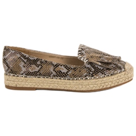 Espadrilles VICES à imprimé serpent brun multicolore
