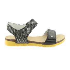 Bartek Sandales en cuir des filles 59183 noir avec motif le noir