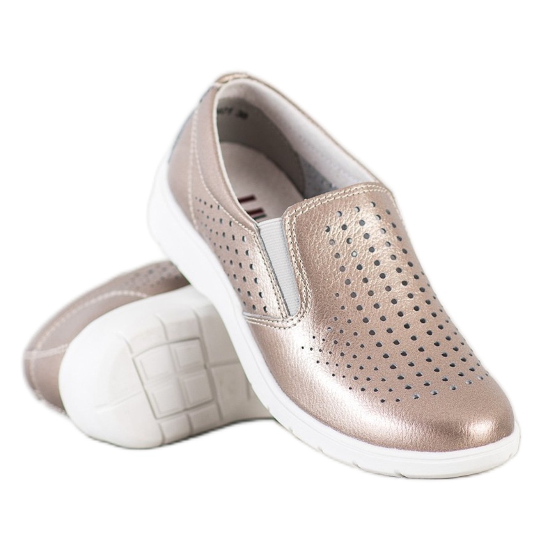 Kylie Chaussures en cuir doré d'or