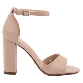 Ideal Shoes Sandales confortables à talons hauts brun