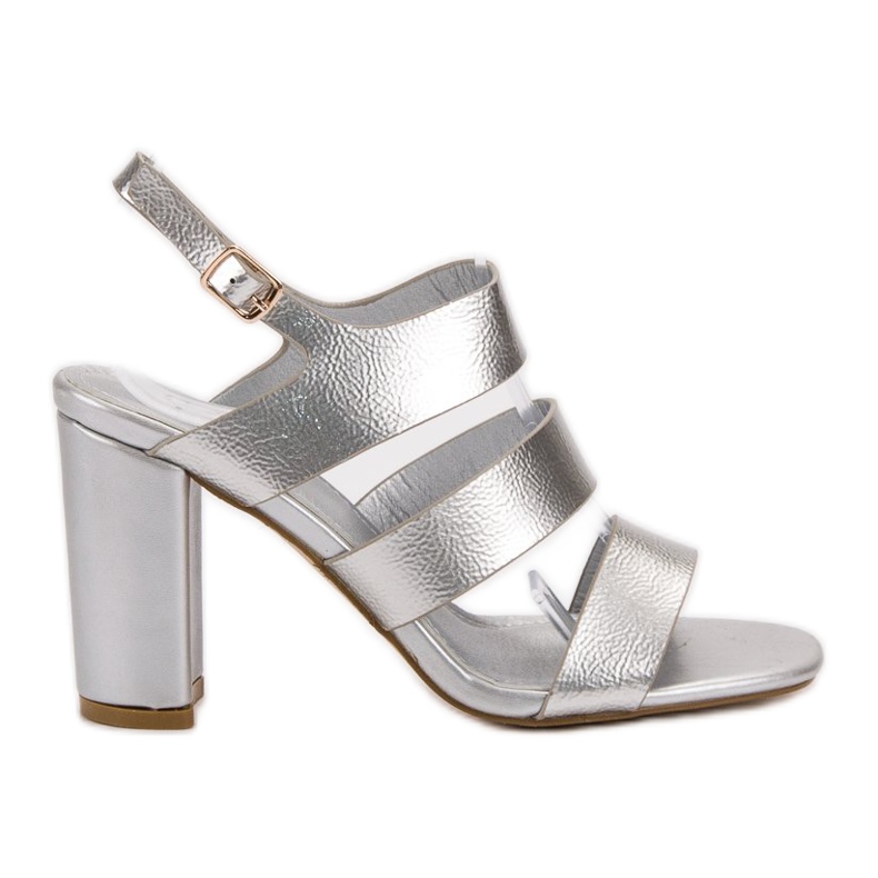 SHELOVET Sandales d'argent sur une barre gris SHELOVET Sandales d'argent sur une barre gris