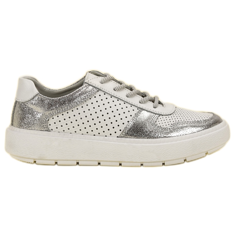 Goodin Chaussures de brocart en cuir blanche