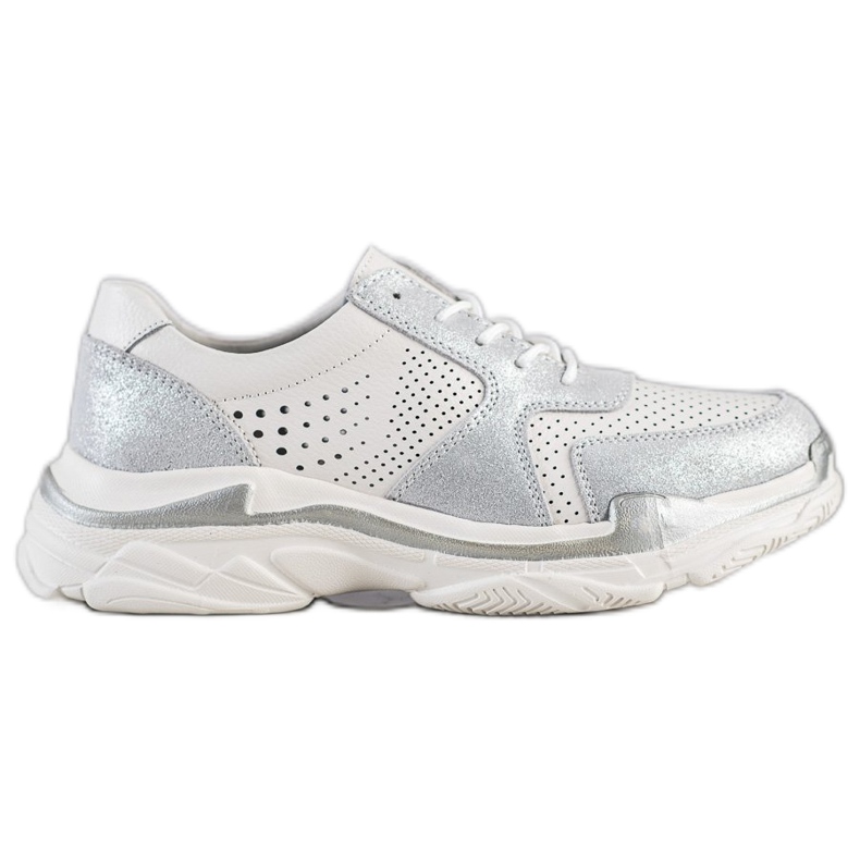 Goodin Baskets en cuir à paillettes blanche