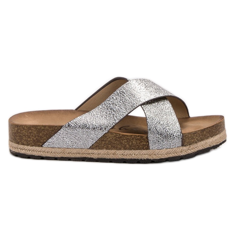 Goodin Pantoufles confortables en argent gris