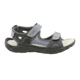 Naszbut Sandales en cuir masculin avec velcro 043 noir et gris le noir