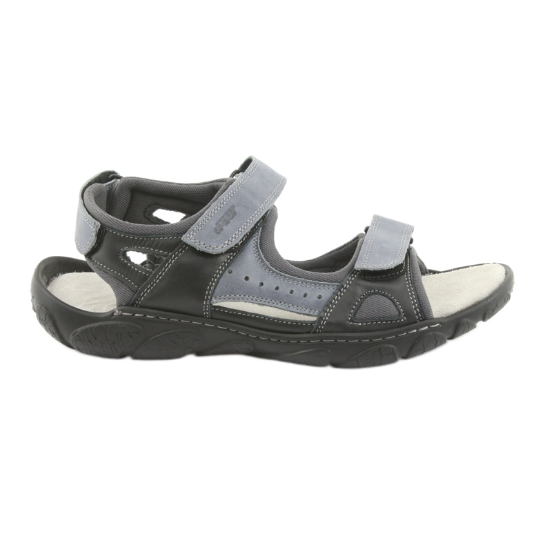 Naszbut Sandales en cuir masculin avec velcro 043 noir et gris le noir